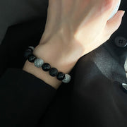 Buddha Stones Vintage Lava Rock Black Obsidian Picasso Jasper Beads Support Rope Bracelet Bracelet BS 12