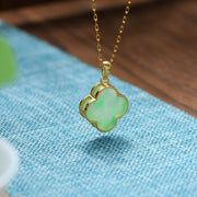 FREE Today: Bring Good Fortune Four Leaf Clover Jade Prosperity Necklace