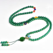 Buddha Stones 108 Mala Beads Natural Green Agate Power Support Bracelet Bracelet Mala BS 4