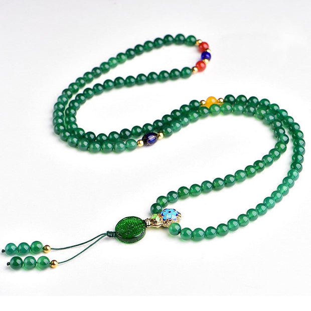 Buddha Stones 108 Mala Beads Natural Green Agate Power Support Bracelet (Extra 30% Off | USE CODE: FS30) - image 4
