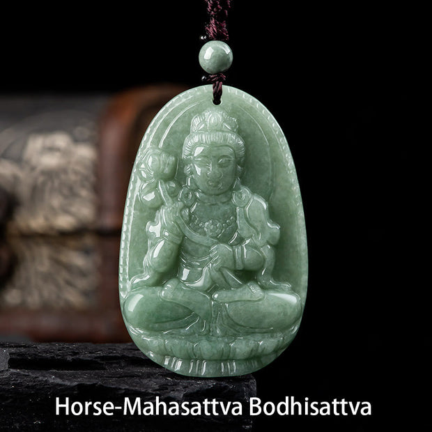 Buddha Stones Chinese Zodiac Natal Buddha Natural Jade Wealth Prosperity Necklace Pendant (Extra 30% Off | USE CODE: FS30) - Horse-Mahasattva Bodhisattva - image 16