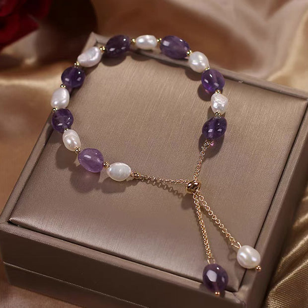 Buddha Stones Natural Blue Aventurine Crystal Pearl Bead Healing Bracelet (Extra 35% Off | USE CODE: FS35) - Amethyst - image 11