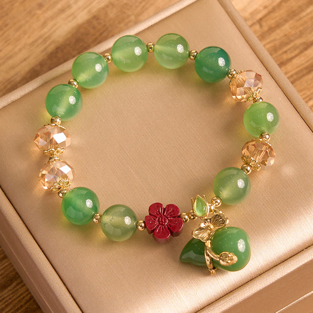 Buddha Stones Natural Red Agate Green Agate Gourd Cinnabar Flower Beads Confidence Bracelet 2