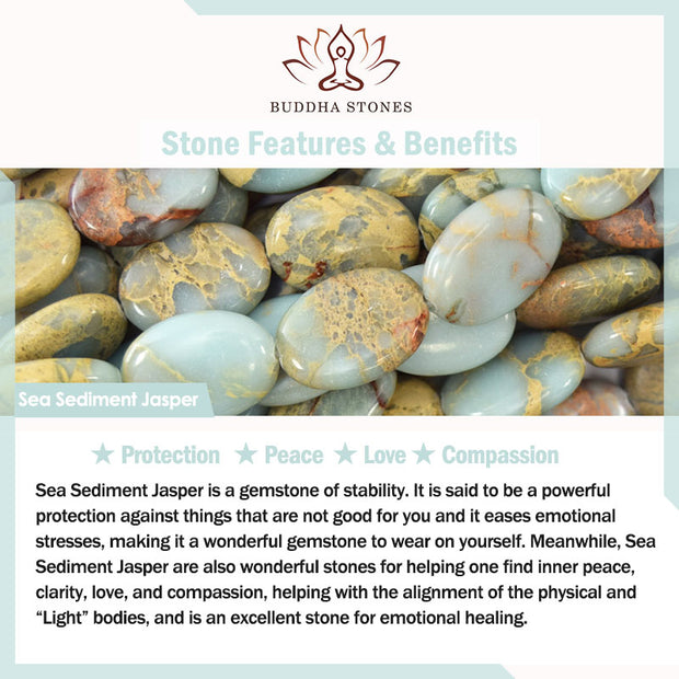 Buddha Stones 108 Mala Beads Natural Stone Sea Sediment Jasper Lotus Protection Bracelet