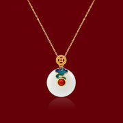 Buddha Stones Jade Copper Coins Auspicious Clouds Prosperity Necklace Pendant Bracelet Ring Earrings Bracelet Necklaces & Pendants BS Necklace(Necklace Length: 45cm)