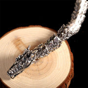 Buddha Stones 925 Sterling Silver Dragon Luck Success Bracelet Bangle