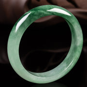 Buddha Stones Natural Jade Fortune Blessing Bangle Bracelet