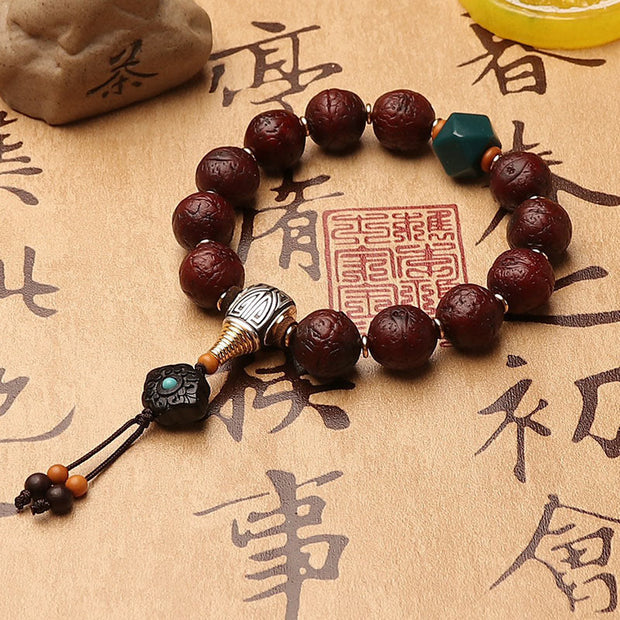 Buddha Stones Tibetan Bodhi Seed Agate Bead Luck Wealth Tassel Charm Wrist Mala (Extra 30% Off | USE CODE: FS30) - image 1