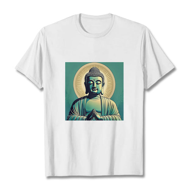 Buddha Stones Aura Green Buddha Tee T-shirt T-Shirts BS White 2XL