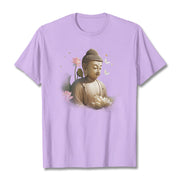 Buddha Stones Lotus Butterfly Meditation Buddha Tee T-shirt T-Shirts BS Plum 2XL