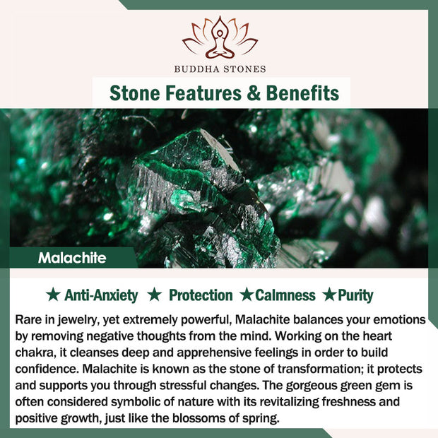 Buddha Stones Malachite Anti-Anxiety Spacer Bead Bracelet