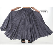 Buddha Stones Solid Color Loose Long Elastic Waist Skirt  6