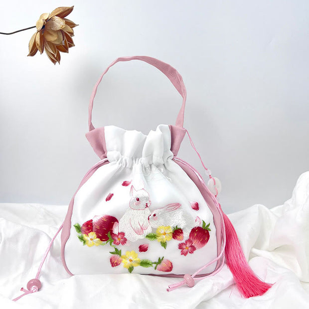 Buddha Stones Suzhou Embroidery Rabbit Lotus Epiphyllum Peony Magnolia Silk Tote Crossbody Bag Shoulder Bag Handbag 8