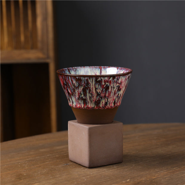 Buddha Stones Retro Kiln Change Ceramic Coffee Mug Tea Latte Espresso Coffee Cup With Base 200ml