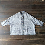 Buddha Stones Birds Flowers Geometry Frog-Button Long Sleeve Ramie Linen Jacket Shirt 15