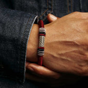 Buddha Stones 925 Sterling Silver Om Mani Padme Hum Peace Red String Bracelet