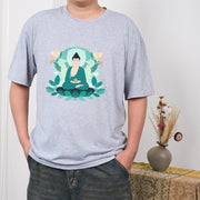 Buddha Stones Close Eyes Green Leaf Buddha Tee T-shirt T-Shirts BS 20