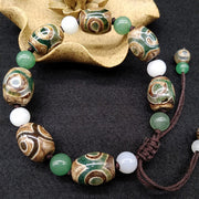 Buddha Stones Tibetan Three-eyed Dzi Bead Luck Protection Braided Bracelet