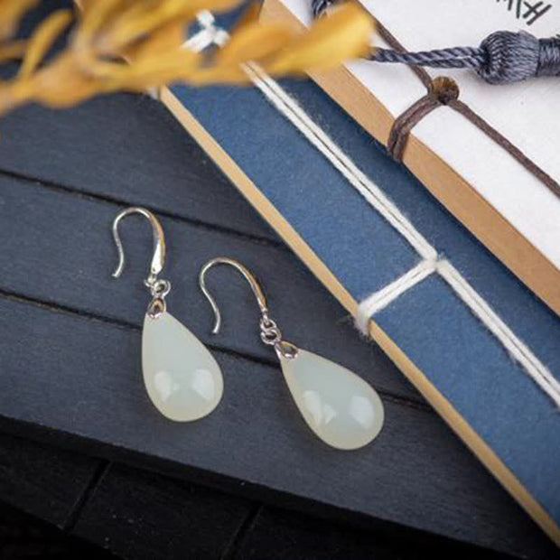 Buddha Stones Hetian White Jade Water Drop Luck Blessing Dangle Earrings (Extra 30% Off | USE CODE: FS30) - image 8