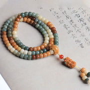 Buddha Stones 108 Mala Beads Gradient Bodhi Seed Green Tara Buddha Engraved Peace Harmony Bracelet Mala Bracelet BS Bodhi Seed(Wisdom♥Wake Up)