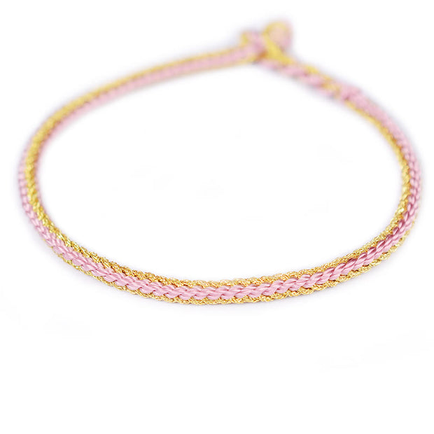 Buddha Stones Two-Color Rope Handcrafted Eight Thread Peace Knot Bracelet (Extra 30% Off | USE CODE: FS30) - Pink Gold(Wrist Circumference 17cm) - image 9