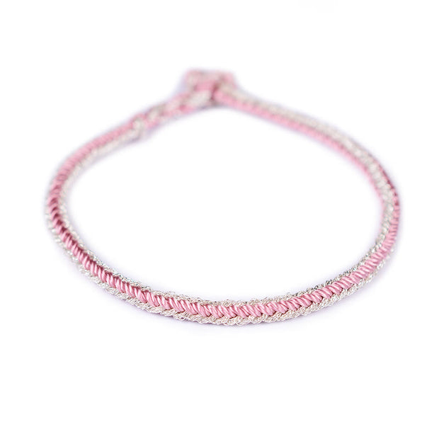 Buddha Stones Two-Color Rope Handcrafted Eight Thread Peace Knot Bracelet (Extra 30% Off | USE CODE: FS30) - Pink Silver(Wrist Circumference 17cm) - image 13