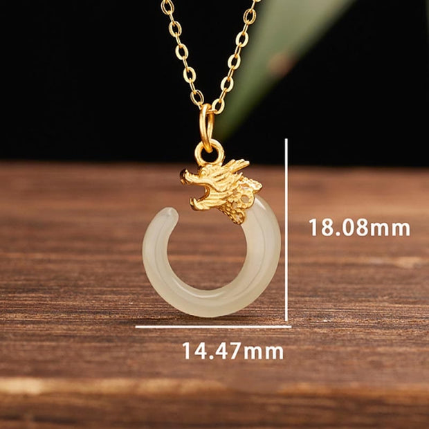 Buddha Stones 925 Sterling Silver Year Of The Dragon Natural Hetian Jade Luck Strength Necklace Pendant (Extra 40% Off | USE CODE: FS40) - image 5