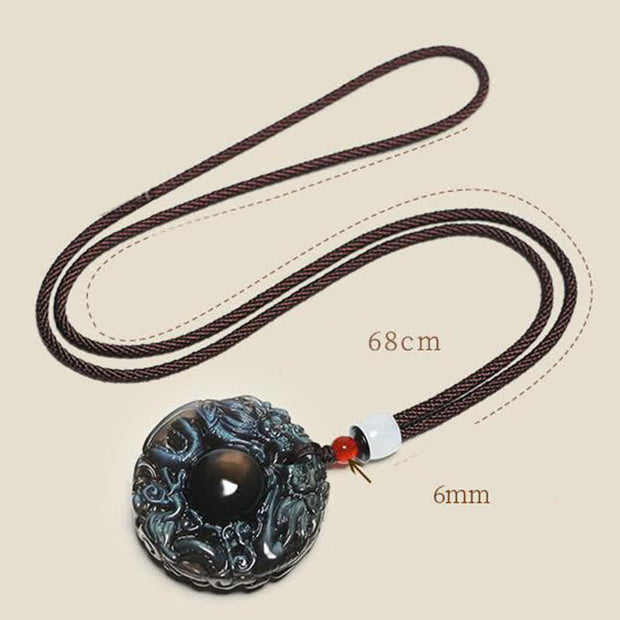 Buddha Stones Natural Gold Sheen Obsidian Rainbow Obsidian Dragon Strength Necklace Pendant (Extra 35% Off | USE CODE: FS35) - image 16