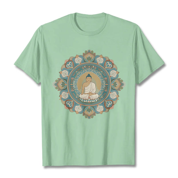 Buddha Stones Mandala Flower Buddha Tee T-shirt