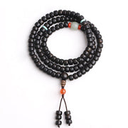 Buddha Stones 108 Mala Beads Agarwood Jade Strength Calm Bracelet
