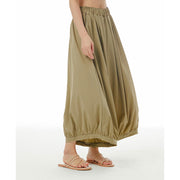 Buddha Stones Solid Color Loose Elastic Waist Wide Leg Pants With Pockets 6