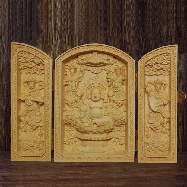 Thousand-armed Avalokitesvara Kwan Yin Buddha Boxwood Wealth Home Decoration Altar