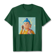 Buddha Stones Funny Cartoon Buddha Tee T-shirt T-Shirts BS ForestGreen 2XL
