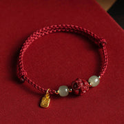 Buddha Stones Natural Cinnabar Chinese Zodiac Hetian Jade Fu Character Luck Rope Bracelet - image 14
