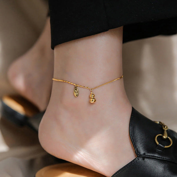 FREE Today: Wealth Prosperity 18k Gold Plated Copper Lucky Gourd Design Buckle Anklet