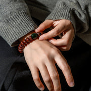 Buddha Stones Tibet Natural Purple Bodhi Seed Hetian Cyan Jade Bead Wisdom Bracelet 10