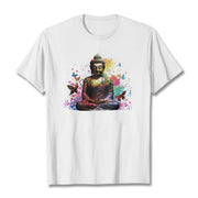 Buddha Stones Colorful Butterfly Flying Meditation Buddha Tee T-shirt T-Shirts BS White 2XL