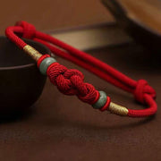 Buddha Stones Red String Jade Luck Fortune Knot Braided Couple Bracelet