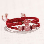 Buddha Stones Natural Strawberry Quartz Crystal Love Red String Weave Bracelet Anklet (Extra 30% Off | USE CODE: FS30) Bracelet BS main