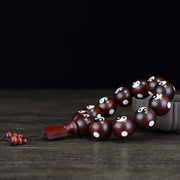 Buddha Stones Small Leaf Red Sandalwood Yin Yang Protection Bracelet Bracelet BS 11