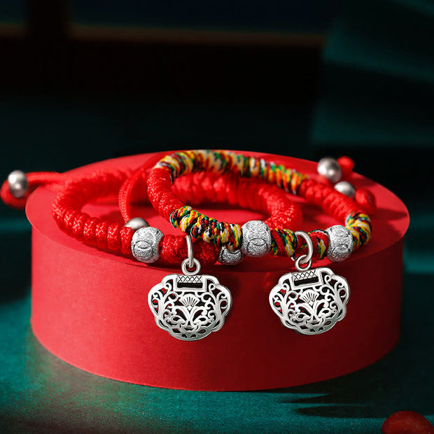 Buddha Stones 925 Sterling Silver Chinese Lock Charm Multicolored Red String Protection Handmade Braided Kids Bracelet (Extra 35% Off | USE CODE: FS35) - image 1
