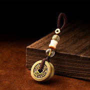 Buddha Stones Feng Shui Five Emperor Coins Luck Bodhi Seed Money Wealth Keychain