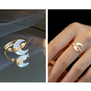 Buddha Stones Natural Tridacna Stone Moon 14K Gold Blessing Ring (Extra 30% Off | USE CODE: FS30) - image 10