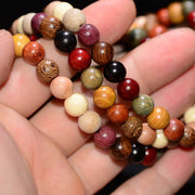 Buddha Stones  108 Beads Wenge Wood Mala Blessing Meditation Bracelet