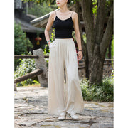 Buddha Stones Solid Color Loose Wide Leg Pants With Pockets Wide Leg Pants BS 5