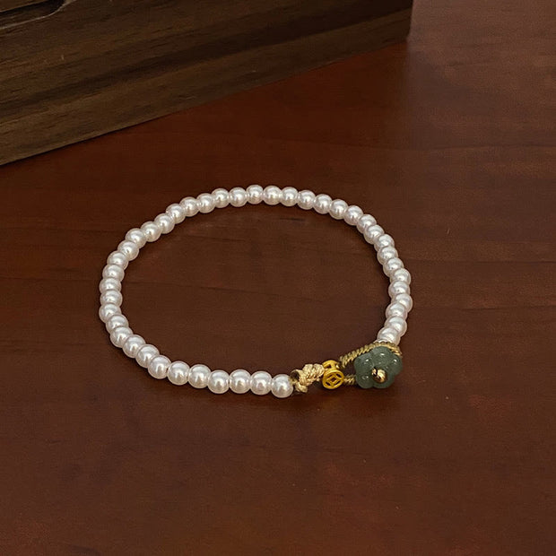 FREE Today: Spiritual Healing Pearl Flower Jade Copper Coin Calm Bracelet