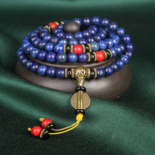 Buddha Stones Tibetan Mala Lapis Lazuli Positive Bracelet
