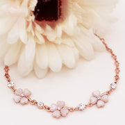 Buddha Stones Pink Crystal Four Leaf Clover Love Chain Bracelet Bracelet BS 4