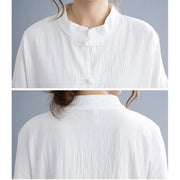 Buddha Stones Women Frog-Button Long Sleeve Shirt Top For Meditation Tai Chi Women's Meditation Cloth BS 9