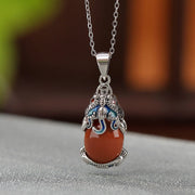 Buddha Stones 925 Sterling Silver Red Agate Copper Coins PiXiu Protection Ring Necklace Pendant Set Bracelet Necklaces & Pendants BS Necklace